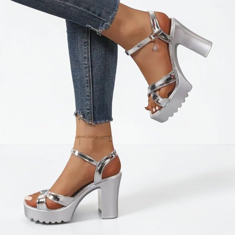 Gold ankle strap heel - Dikova