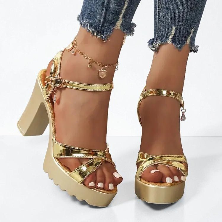Gold ankle strap heel - Dikova