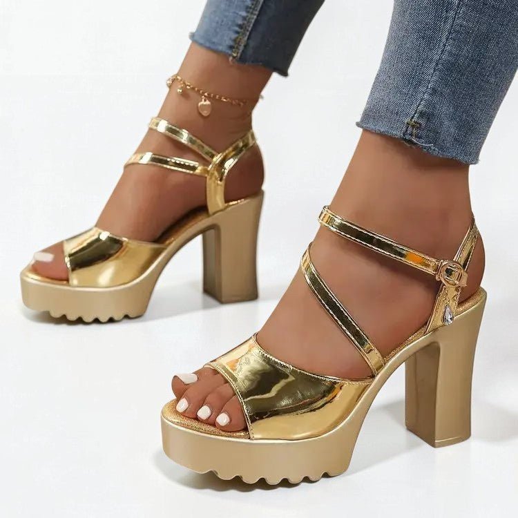 Gold ankle strap heel - Dikova
