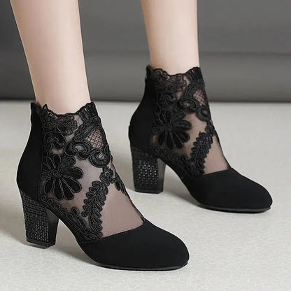Heels Ankle Strap Sandals Round Toe - Dikova