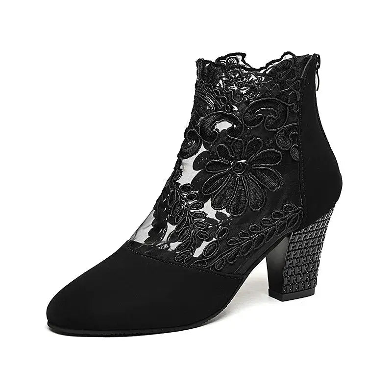 Heels Ankle Strap Sandals Round Toe - Dikova