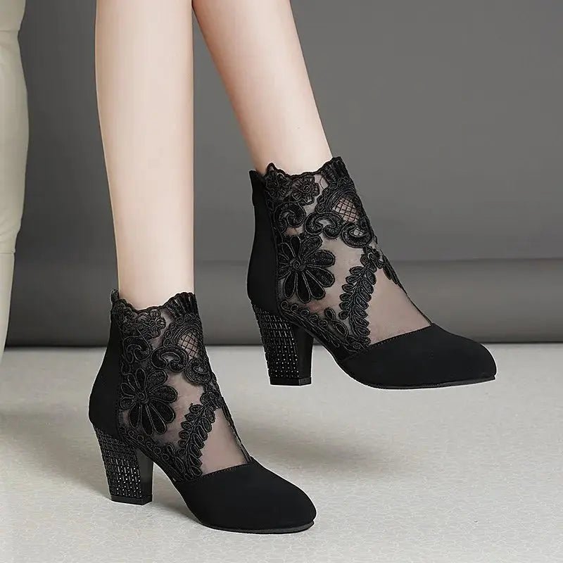 Heels Ankle Strap Sandals Round Toe - Dikova