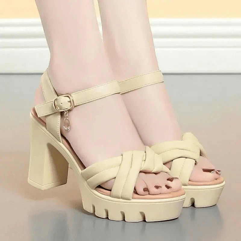 Nude Ankle Strap Platform Heel - Dikova