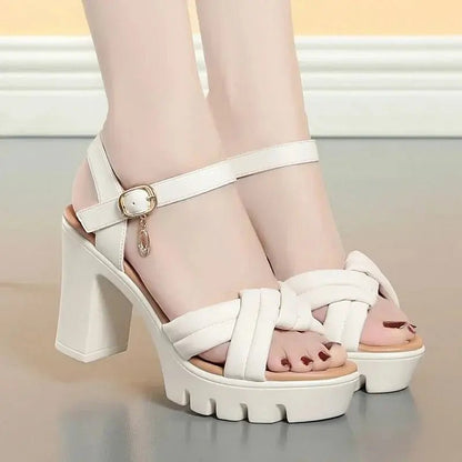 Nude Ankle Strap Platform Heel - Dikova