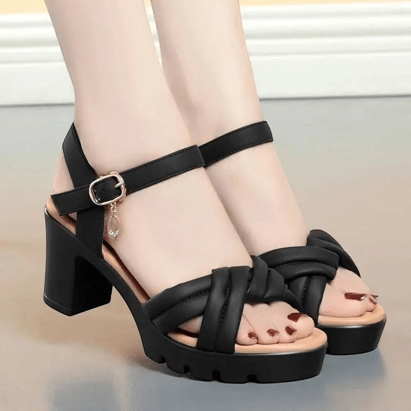 Nude Ankle Strap Platform Heel - Dikova