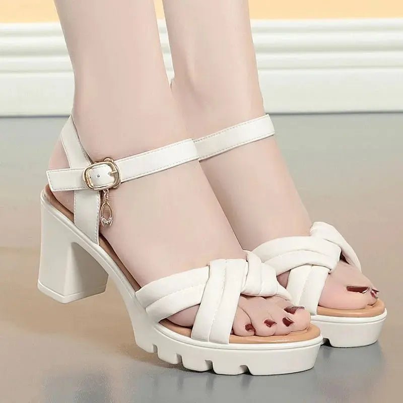 Nude Ankle Strap Platform Heel - Dikova