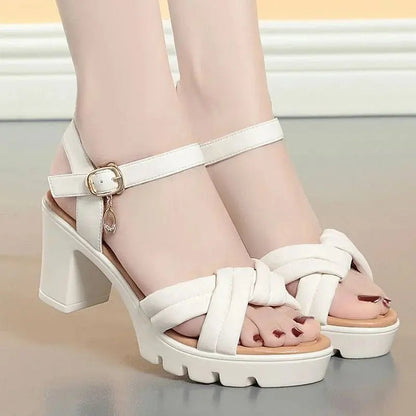 Nude Ankle Strap Platform Heel - Dikova