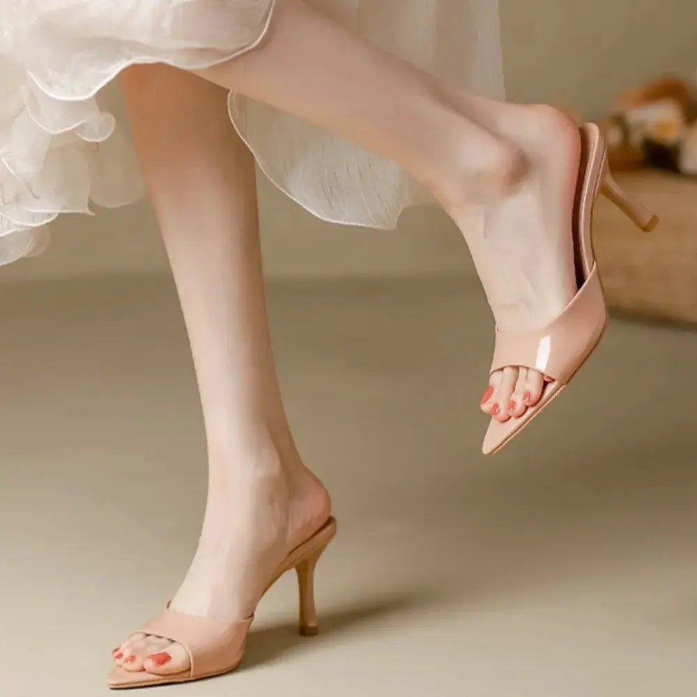 Nude Heel No Ankle Strap Sandal - Dikova