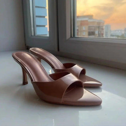 Nude Heel No Ankle Strap Sandal - Dikova