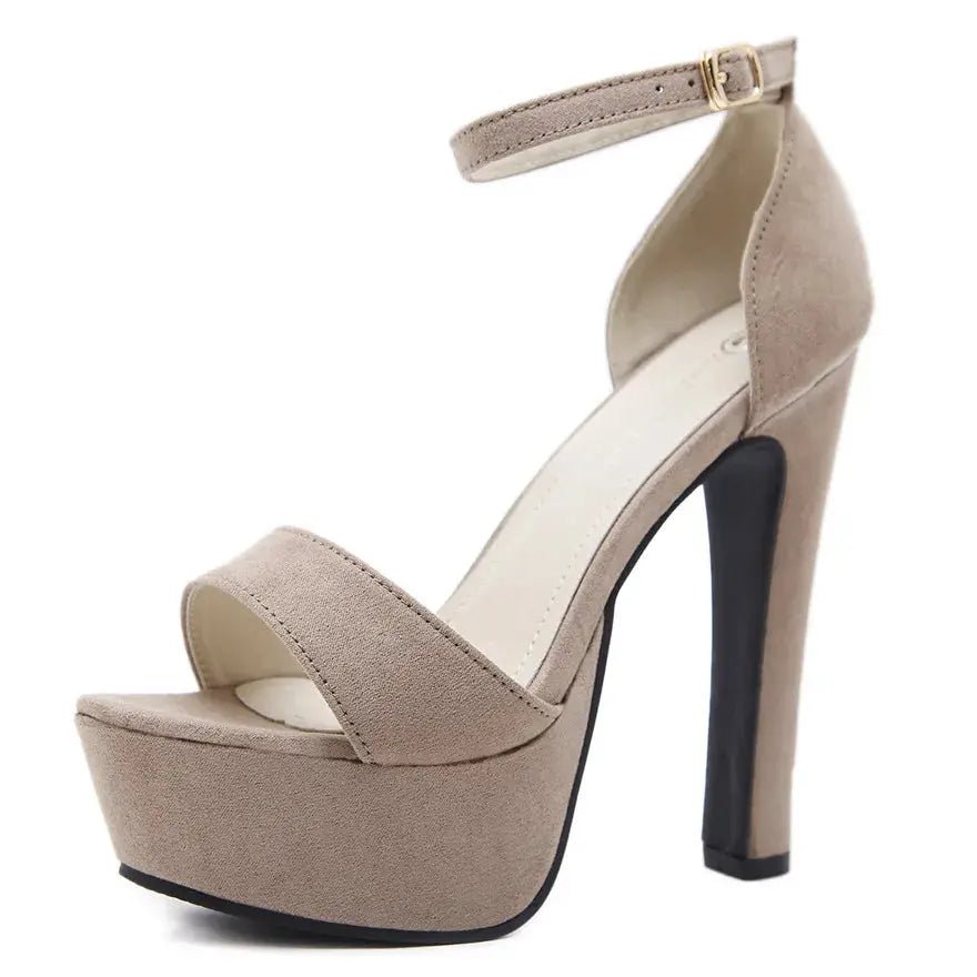 Nude Suede Ankle Strap Heel - Dikova