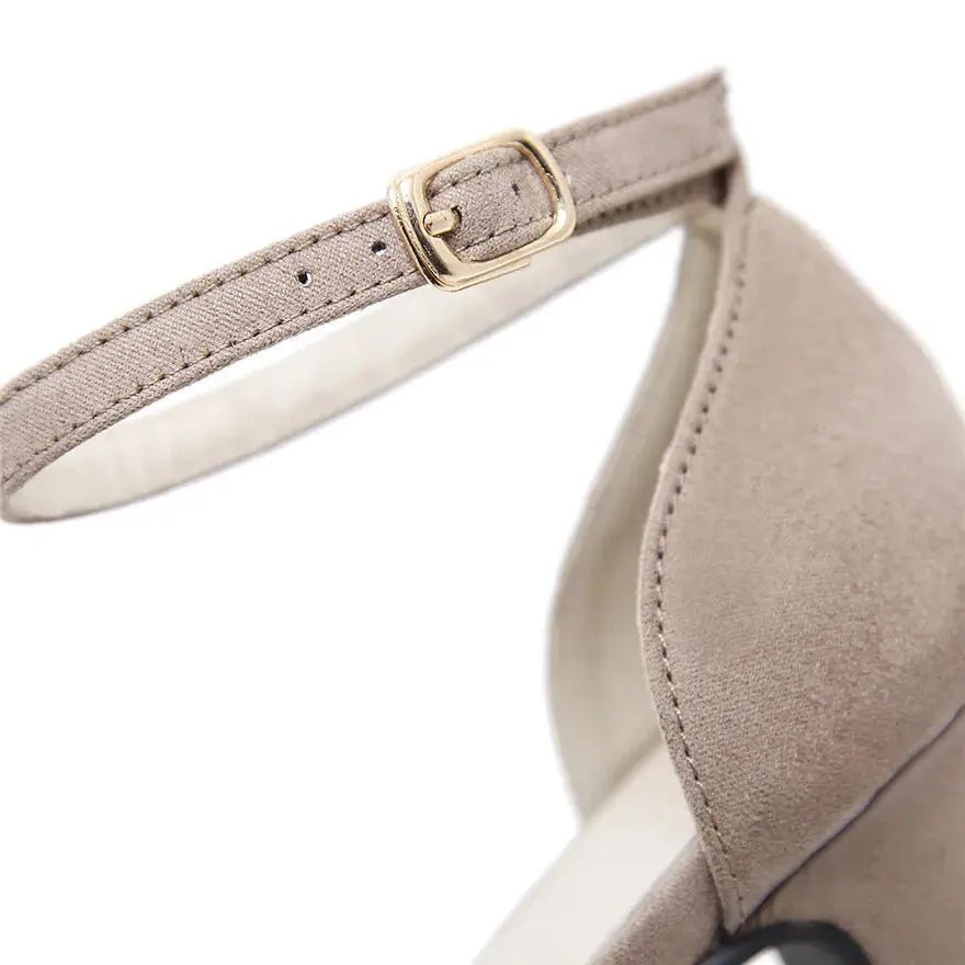 Nude Suede Ankle Strap Heel - Dikova