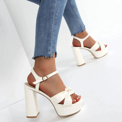 Off White Ankle Strap Heel - Dikova