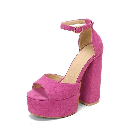 Open Toe Block Heel Ankle Strap Sandals - Dikova