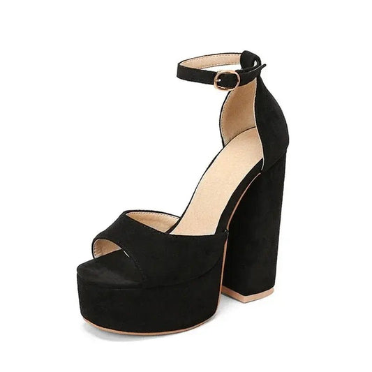 Open Toe Block Heel Ankle Strap Sandals - Dikova