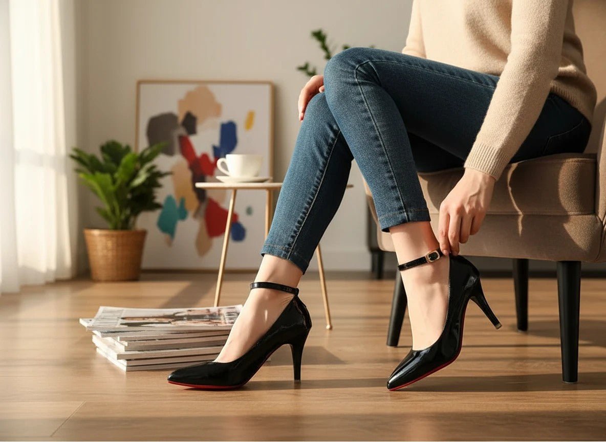 Patent Leather Ankle Strap heels - Dikova