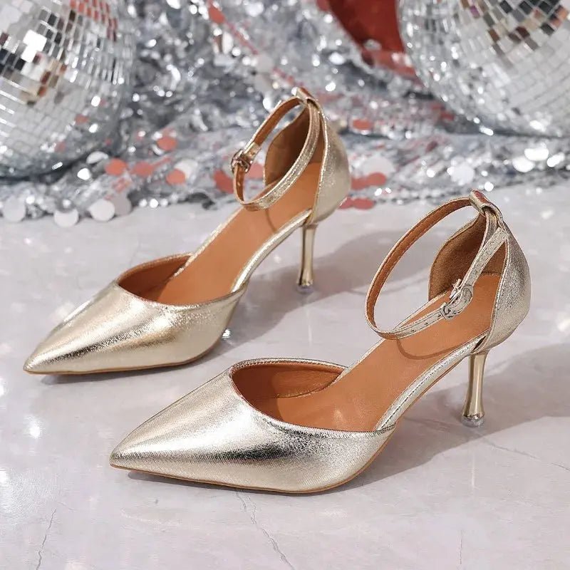 Pewter Ankle Strap Heel - Dikova