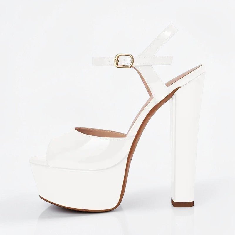 Platform Black Chunky High Heels - Dikova