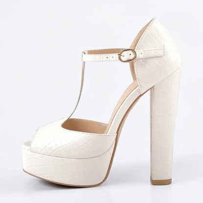 Platform Black Chunky High Heels - Dikova