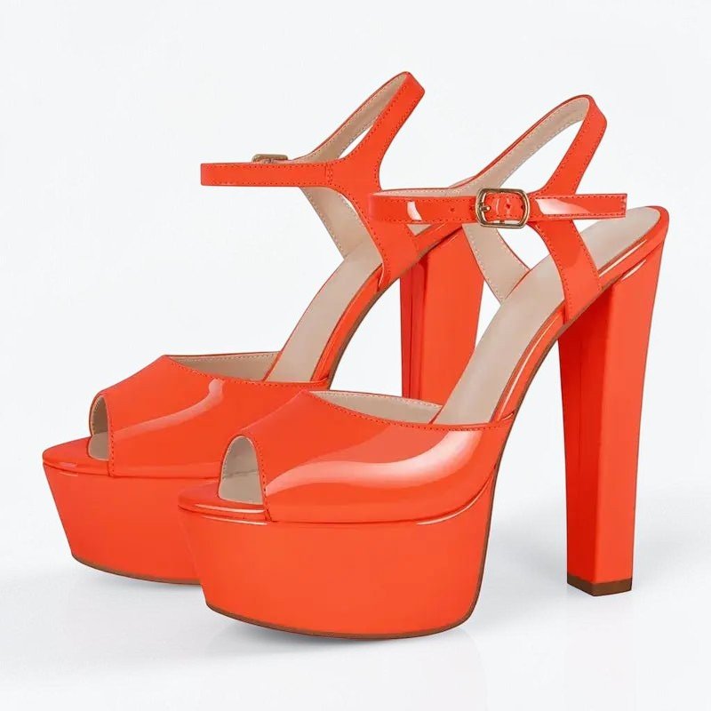 Platform Black Chunky High Heels - Dikova