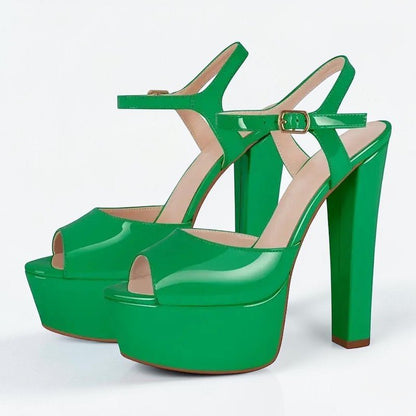 Platform Black Chunky High Heels - Dikova