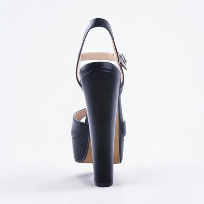 Platform Black Chunky High Heels - Dikova
