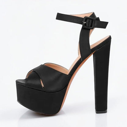 Platform Black Chunky High Heels - Dikova