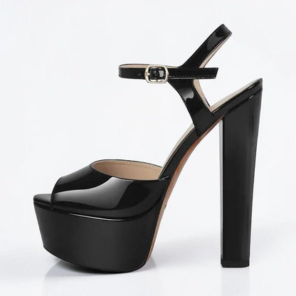 Platform Black Chunky High Heels - Dikova