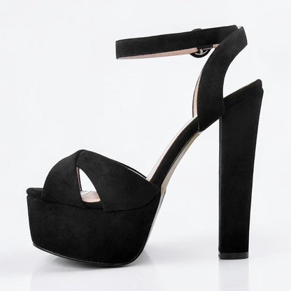 Platform Black Chunky High Heels - Dikova