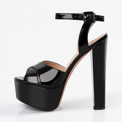 Platform Black Chunky High Heels - Dikova