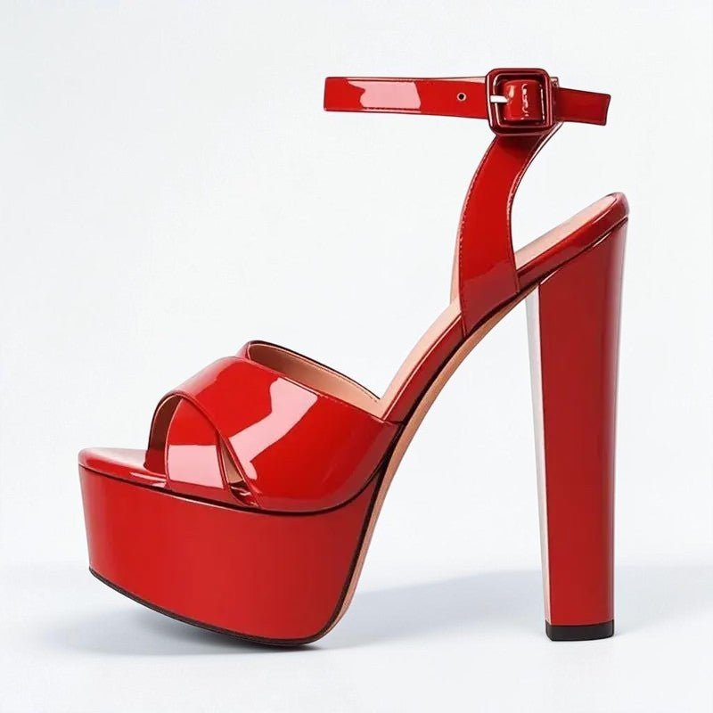 Platform Black Chunky High Heels - Dikova