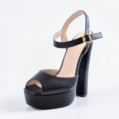Platform Black Chunky High Heels - Dikova