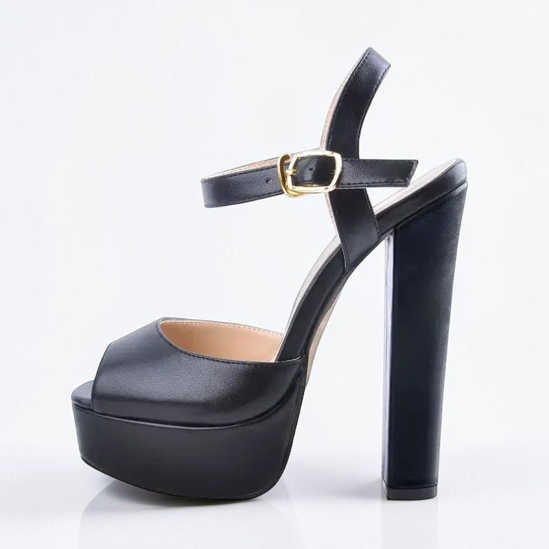 Platform Black Chunky High Heels - Dikova