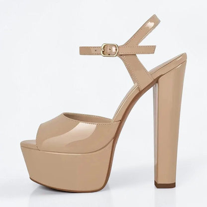 Platform Black Chunky High Heels - Dikova