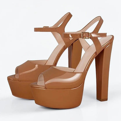 Platform Black Chunky High Heels - Dikova