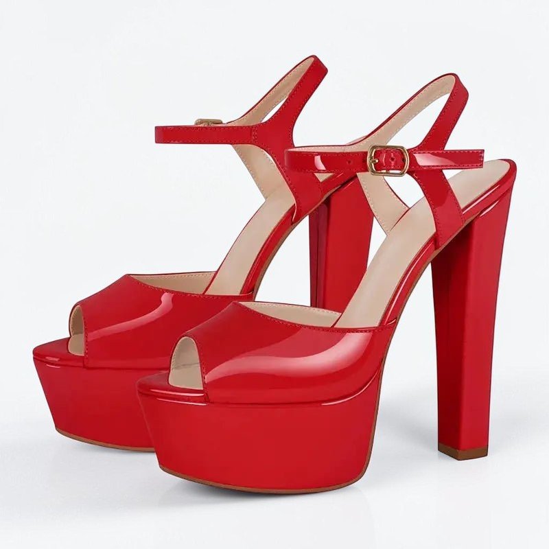 Platform Black Chunky High Heels - Dikova