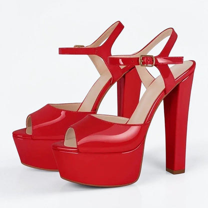 Platform Black Chunky High Heels - Dikova
