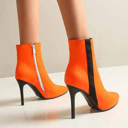 Pointed Toe Stiletto Heels Leather Boots - Dika Studio