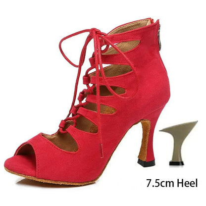 Red Suede Ankle Strap Heel - Dikova