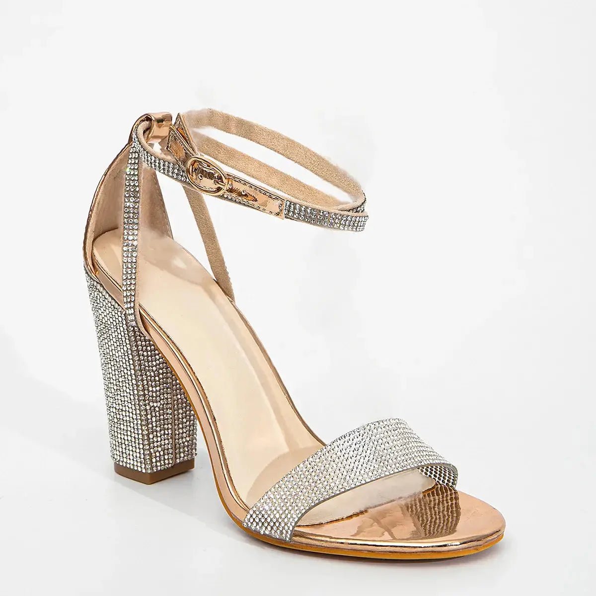Rhinestone ankle strap heel - Dikova