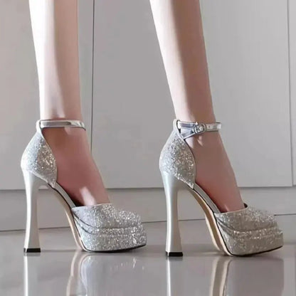 Sequin Ankle Strap Heel - Dikova