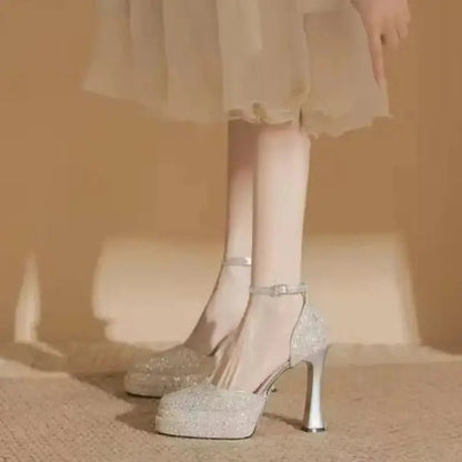 Sequin Ankle Strap Heel - Dikova