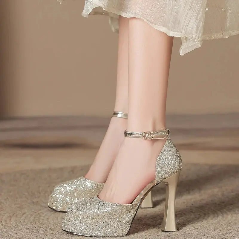 Sequin Ankle Strap Heel - Dikova