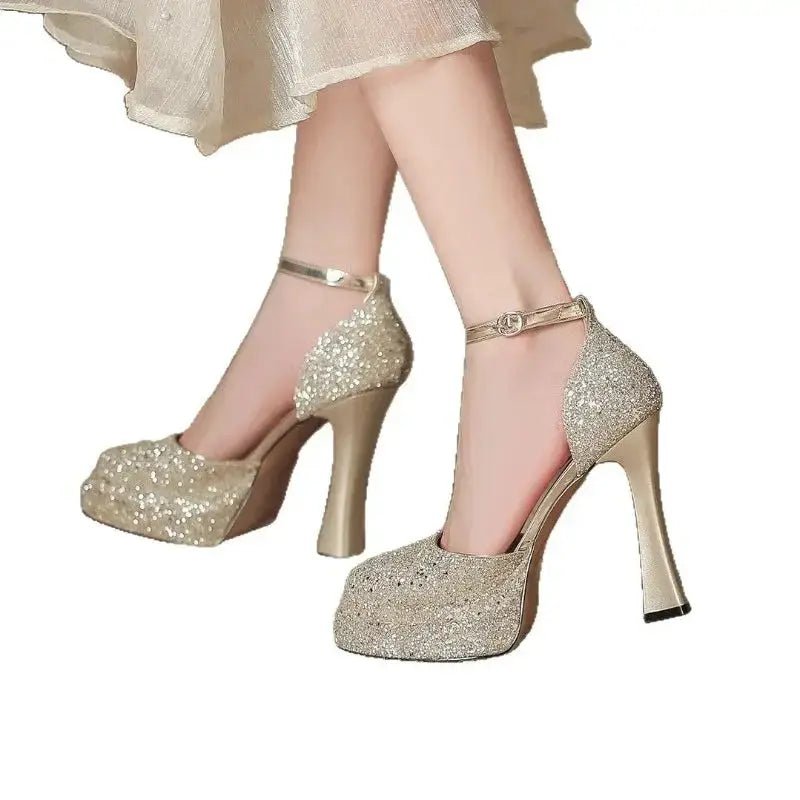 Sequin Ankle Strap Heel - Dikova
