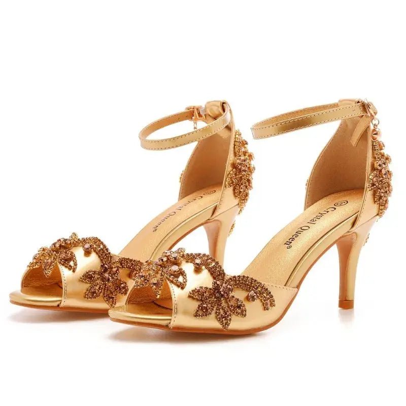 Silver Peep Toe with Ankle Strap - Dikova