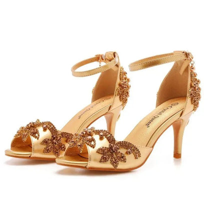 Silver Peep Toe with Ankle Strap - Dikova