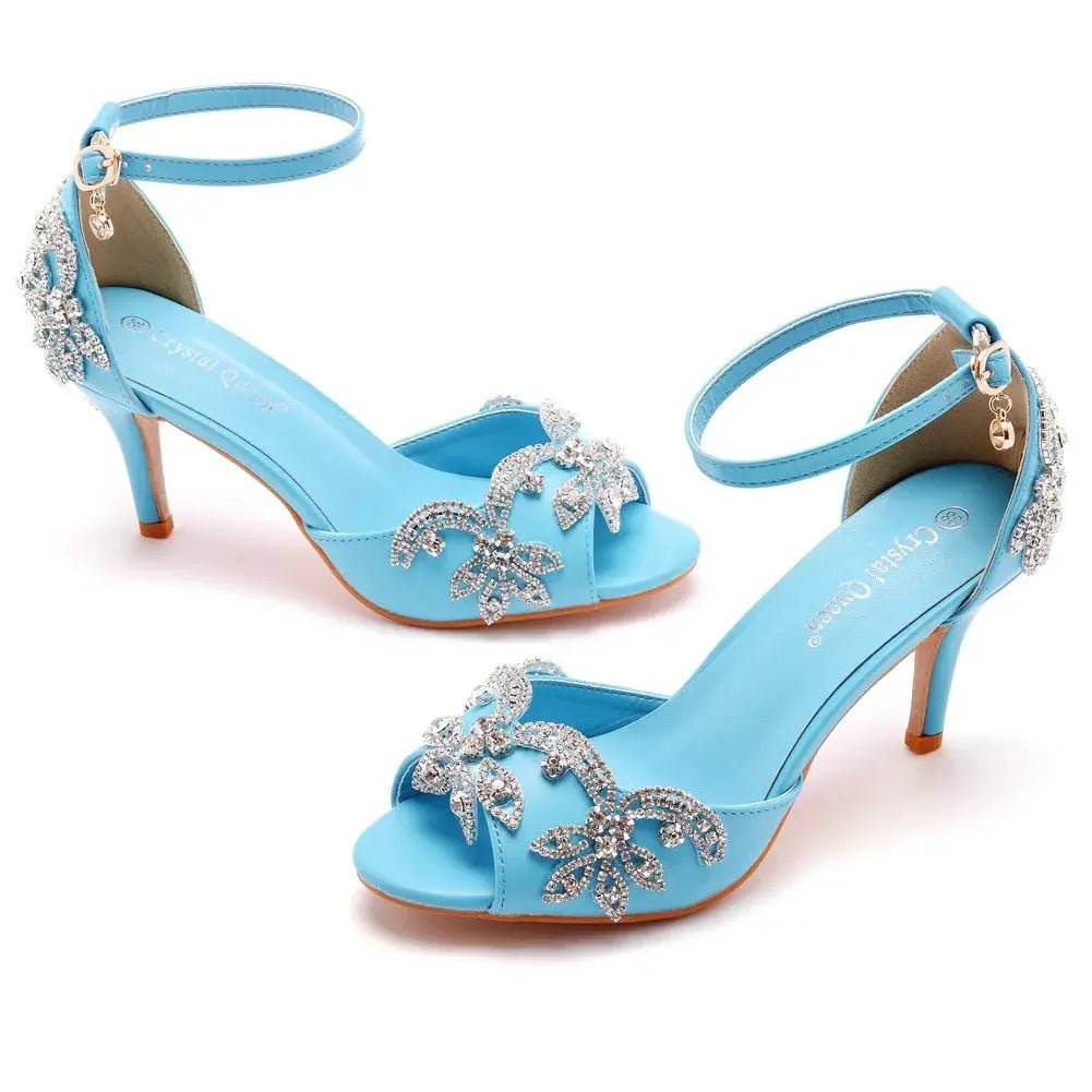 Silver Peep Toe with Ankle Strap - Dikova