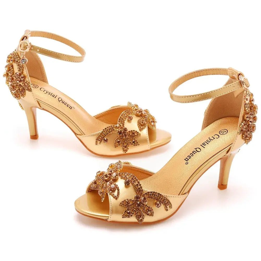 Silver Peep Toe with Ankle Strap - Dikova