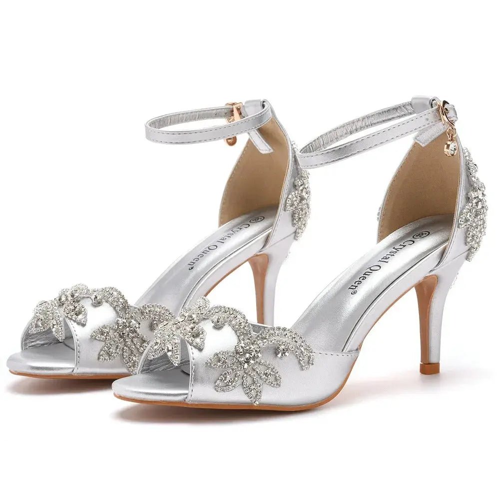 Silver Peep Toe with Ankle Strap - Dikova