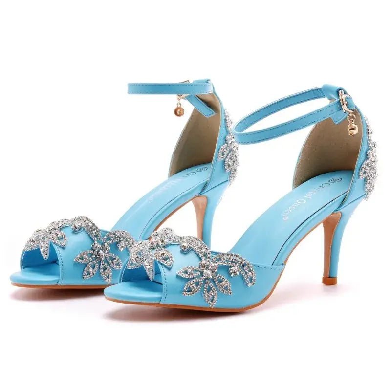 Silver Peep Toe with Ankle Strap - Dikova
