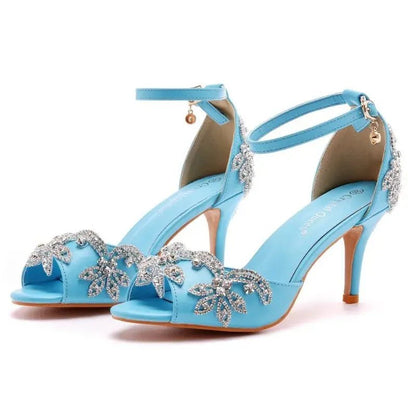 Silver Peep Toe with Ankle Strap - Dikova